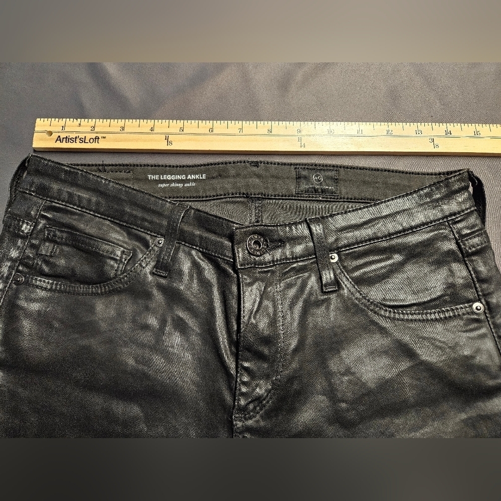 AG Adriano Goldschmied Faux Leather Super Skinny The Legging Ankle Jeans 26R